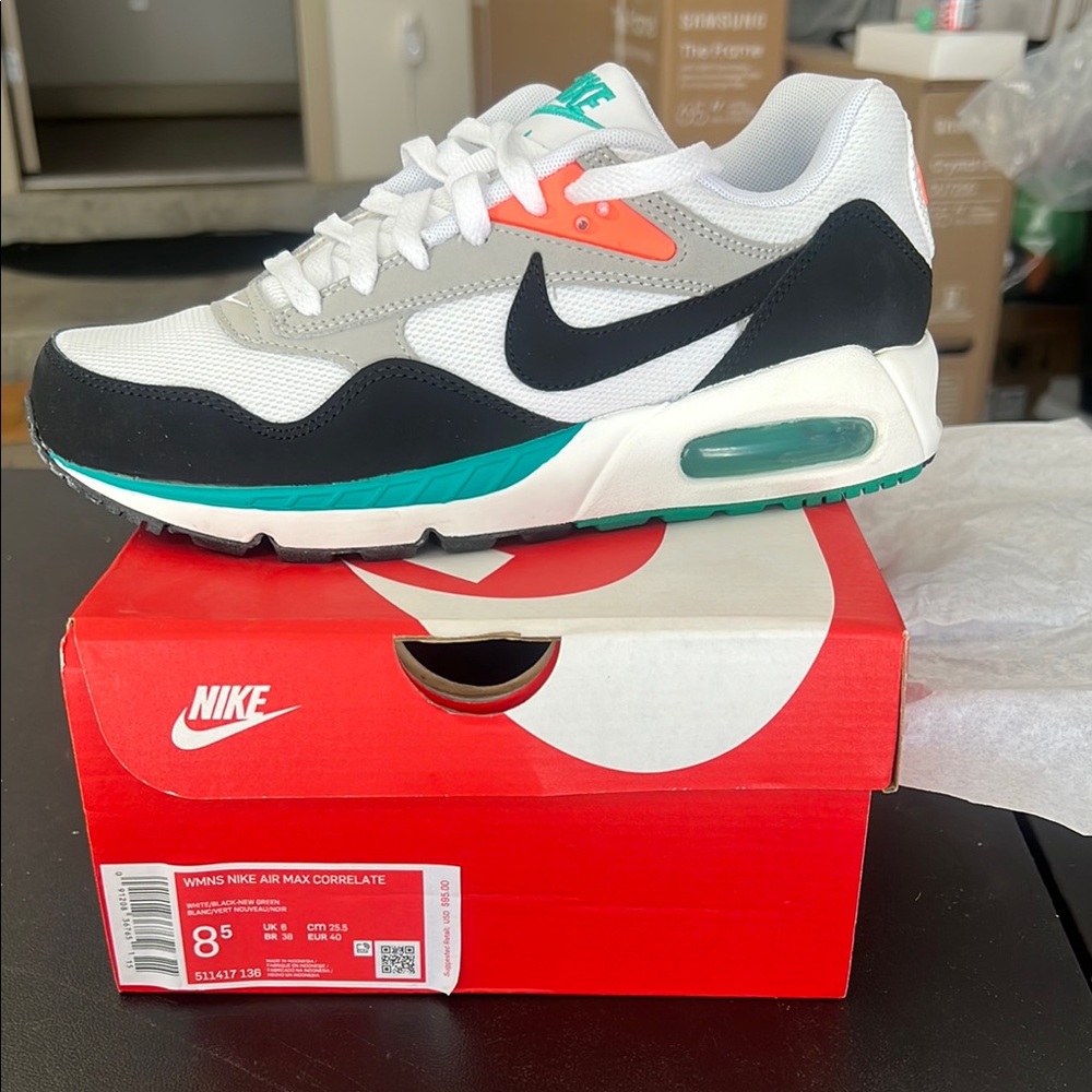 Nike Air Max Correlate Sneakers - Black, White, Gray, Teal